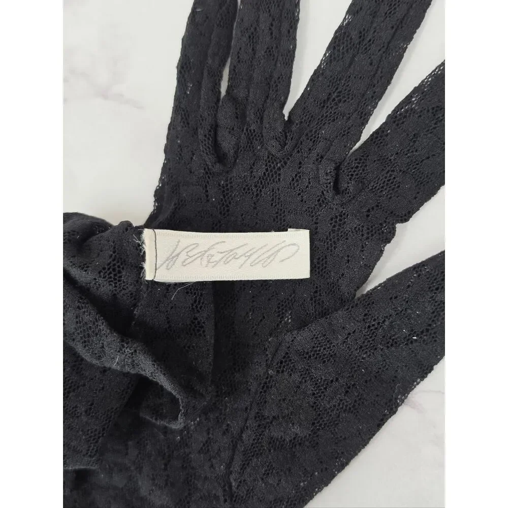 Lord & Taylor Vintage Black Lace Wrist Dress Gloves Women Accessories